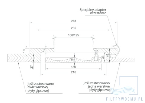 nawiewnik gipsowy square