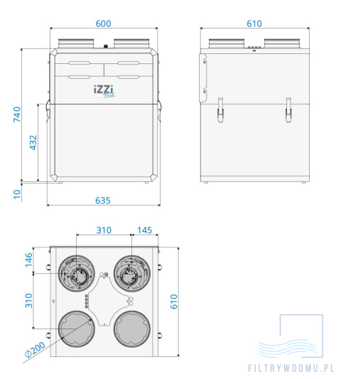 Rekuperator iZZi 402 ERV + moduł stałego przepływu (wersja prawa) Rekuperator iZZi 402 ERV + moduł stałego przepływu (wersja prawa)
